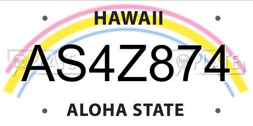 AS4Z874 Hawaii License Plate