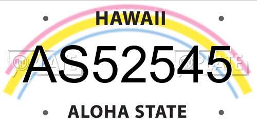 AS52545 Hawaii License Plate