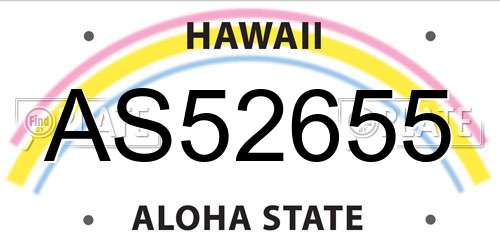 AS52655 Hawaii License Plate