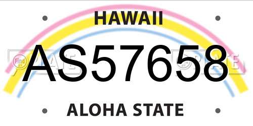 AS57658 Hawaii License Plate