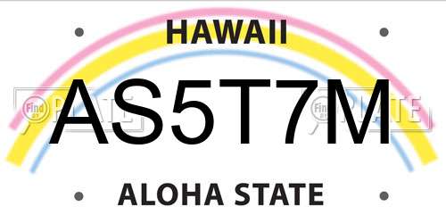 AS5T7M Hawaii License Plate