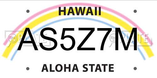 AS5Z7M Hawaii License Plate