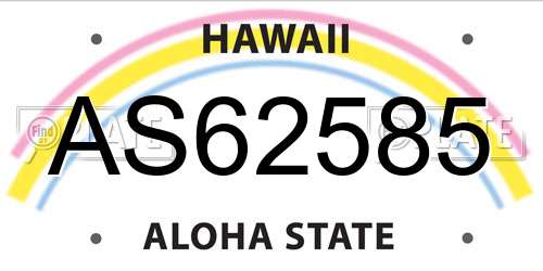 AS62585 Hawaii License Plate