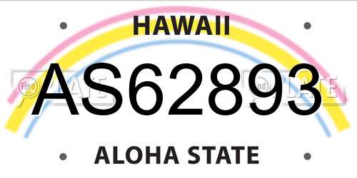 AS62893 Hawaii License Plate