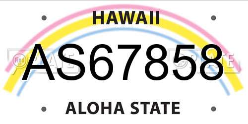 AS67858 Hawaii License Plate