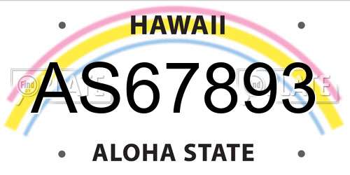 AS67893 Hawaii License Plate