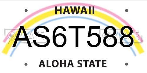 AS6T588 Hawaii License Plate
