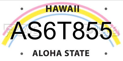 AS6T855 Hawaii License Plate