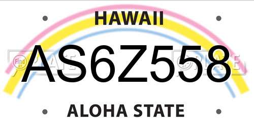 AS6Z558 Hawaii License Plate