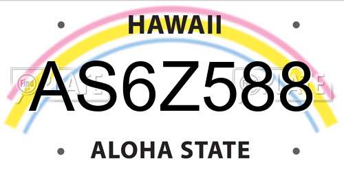 AS6Z588 Hawaii License Plate