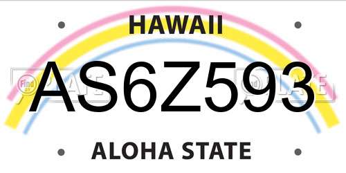 AS6Z593 Hawaii License Plate