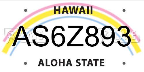 AS6Z893 Hawaii License Plate