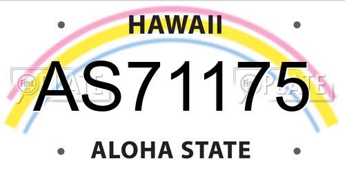 AS71175 Hawaii License Plate