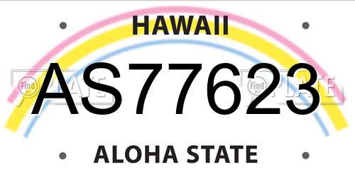 AS77623 Hawaii License Plate