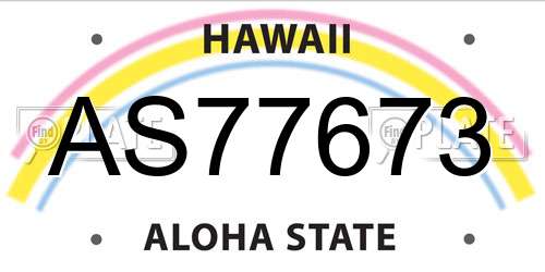 AS77673 Hawaii License Plate