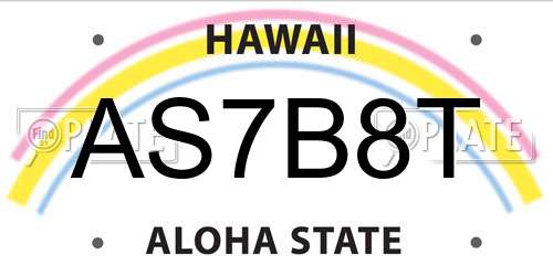AS7B8T Hawaii License Plate