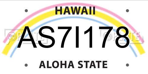 AS7I178 Hawaii License Plate