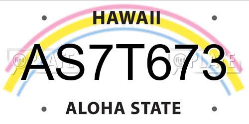 AS7T673 Hawaii License Plate