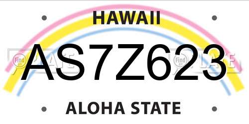 AS7Z623 Hawaii License Plate
