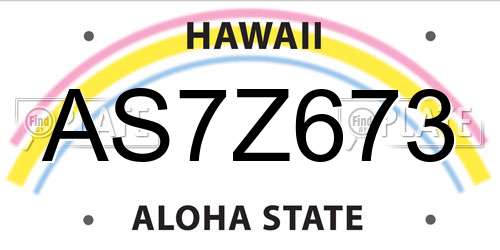 AS7Z673 Hawaii License Plate