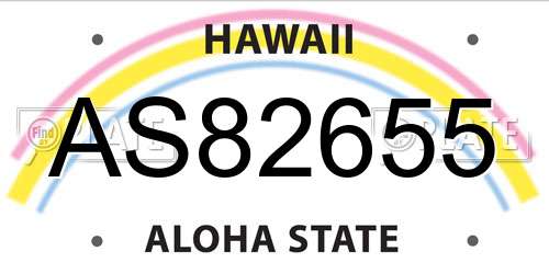 AS82655 Hawaii License Plate