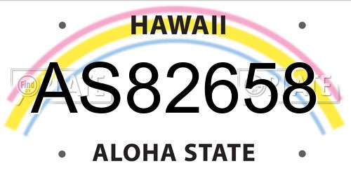 AS82658 Hawaii License Plate
