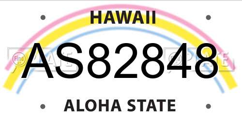 AS82848 Hawaii License Plate
