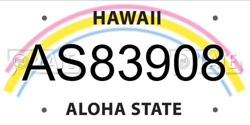 AS83908 Hawaii License Plate