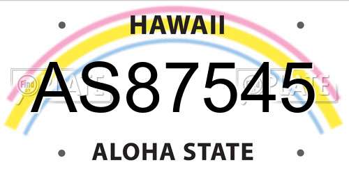 AS87545 Hawaii License Plate