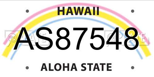AS87548 Hawaii License Plate