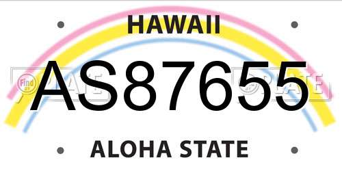 AS87655 Hawaii License Plate