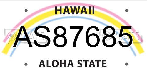 AS87685 Hawaii License Plate