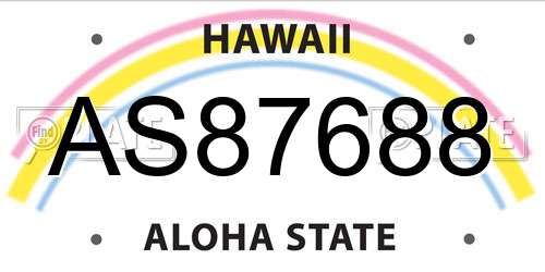 AS87688 Hawaii License Plate