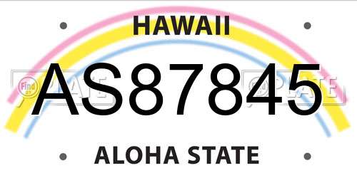 AS87845 Hawaii License Plate