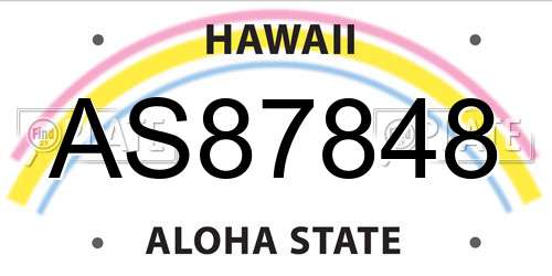 AS87848 Hawaii License Plate