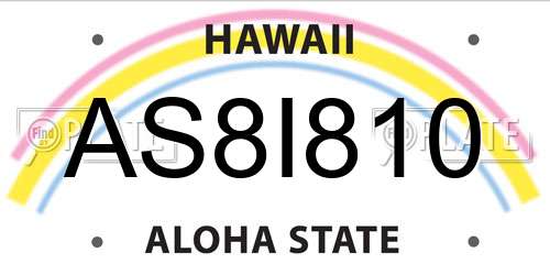 AS8I810 Hawaii License Plate