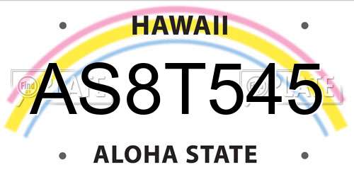 AS8T545 Hawaii License Plate