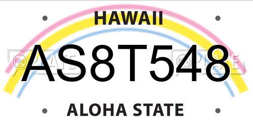 AS8T548 Hawaii License Plate