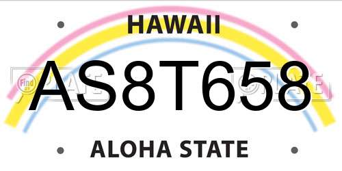AS8T658 Hawaii License Plate