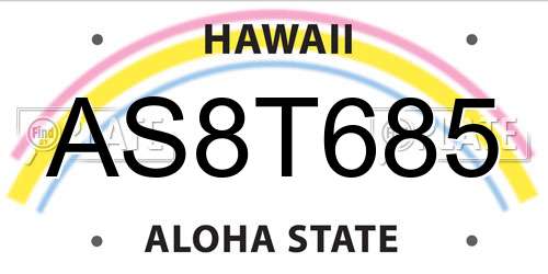 AS8T685 Hawaii License Plate