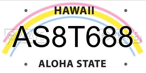 AS8T688 Hawaii License Plate