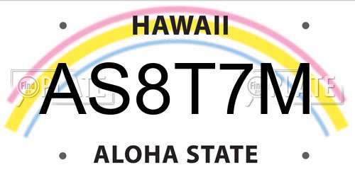 AS8T7M Hawaii License Plate