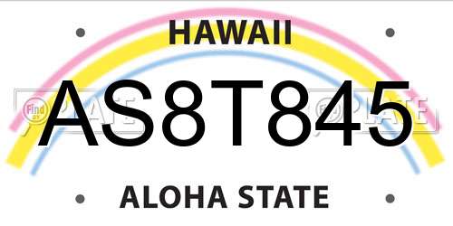 AS8T845 Hawaii License Plate