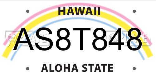 AS8T848 Hawaii License Plate
