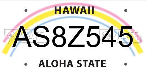 AS8Z545 Hawaii License Plate