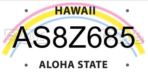 AS8Z685 Hawaii License Plate