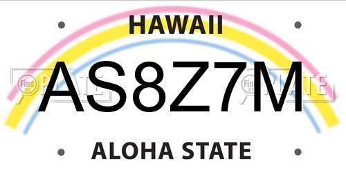 AS8Z7M Hawaii License Plate