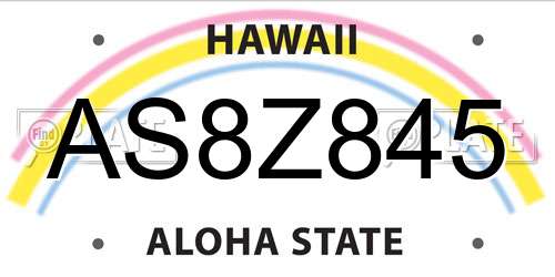 AS8Z845 Hawaii License Plate