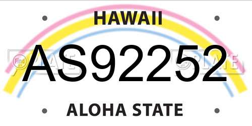 AS92252 Hawaii License Plate