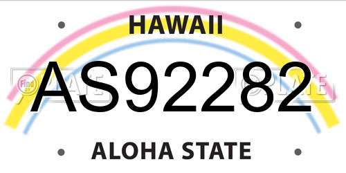 AS92282 Hawaii License Plate